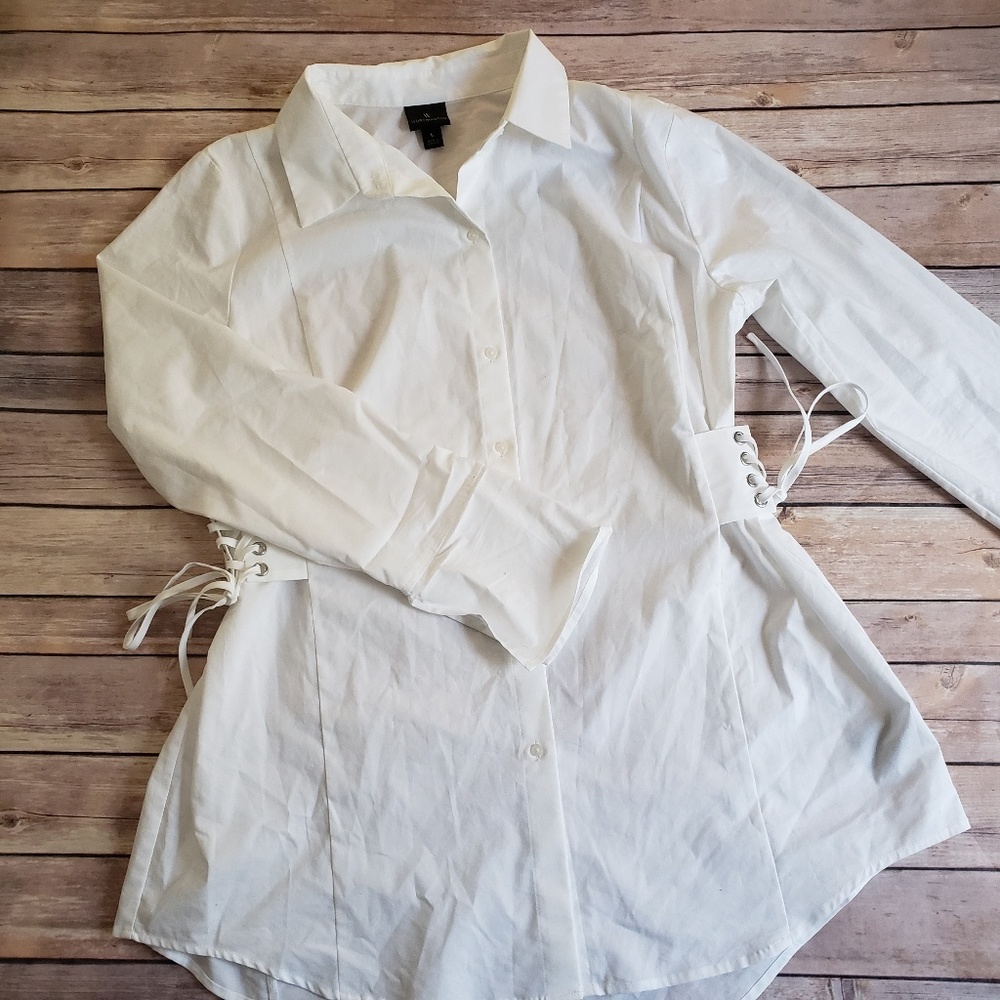 [ Worthington ] White Side Cinch Button Up